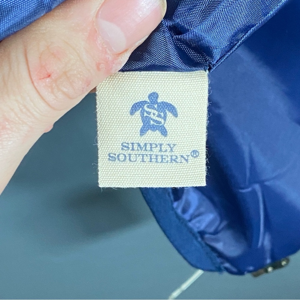 Simply Southern NWT Womens Size Small Full Zip Anchor Print Vest Navy Blue Gold - Picture 7 of 10